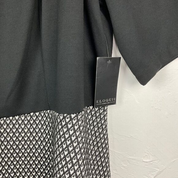 Eloquii Black White Off The Shoulder Mixed Media Dress Plus Size 24 NWT - Picture 3 of 6